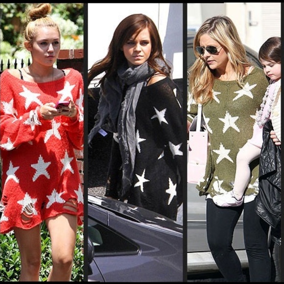 Dark Charcoal White Star Distressed Sweater Tunic - Picture 8 of 8